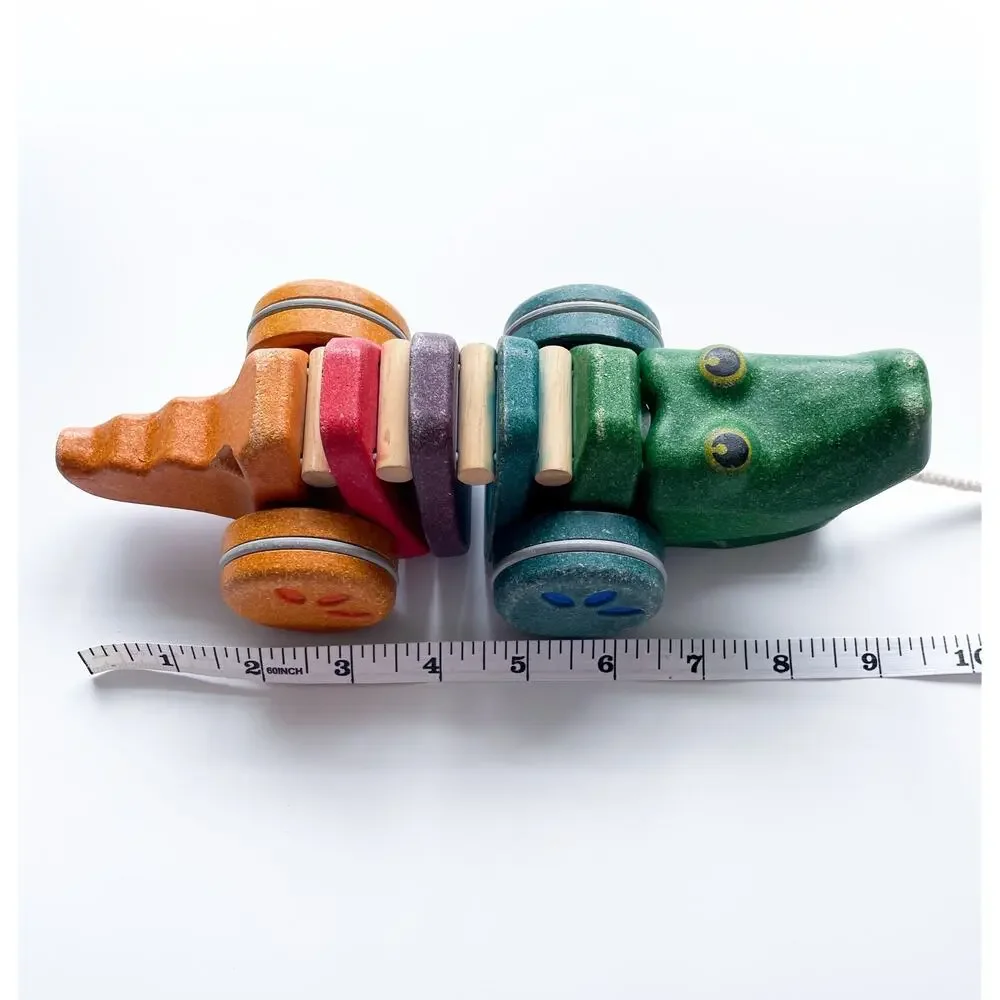 Plan Toys Toddler Rainbow Alligator Pull Along Wood Toy